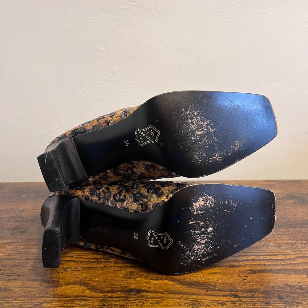 De Pasquale - Vecchietti Sequin Cheetah Print Ankle Boot Heels - Picture 5 of 5